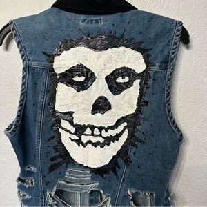 Vintage Hand Painted Misfits Denim Vest